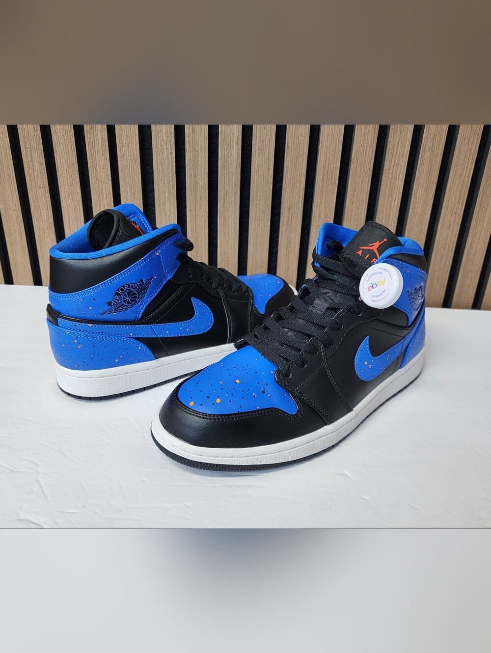 Nike Air Jordan 1 Retro Mid Royal Paint Splatter 554724-048 Mens Size 10.5 - Picture 3 of 14